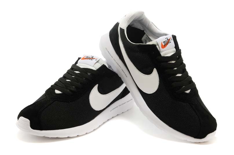 nike roshe run 2015 cuir maille olympique blanc noir (4)